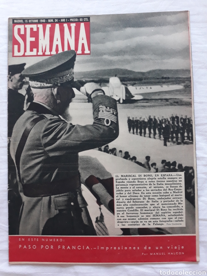 Coleccionismo de Revistas y Peri&oacute;dicos: revista SEMANA n. 34 - 15 Octubre 1940 - II Guerra Mundial