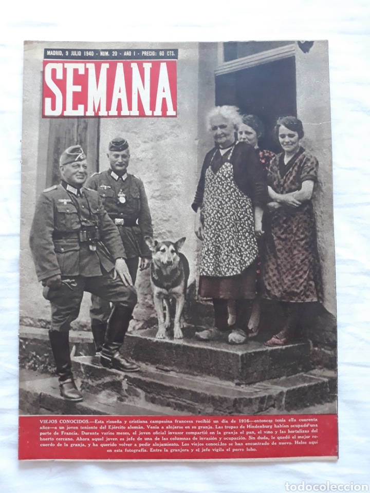 Coleccionismo de Revistas y Peri&oacute;dicos: revista SEMANA n. 20 - 9 Julio 1940 - II Guerra Mundial