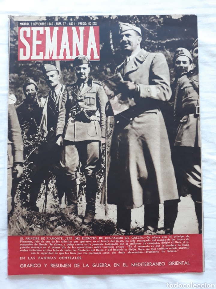 Coleccionismo de Revistas y Peri&oacute;dicos: revista SEMANA n. 37 - 5 Noviembre 1940 - II Guerra Mundial