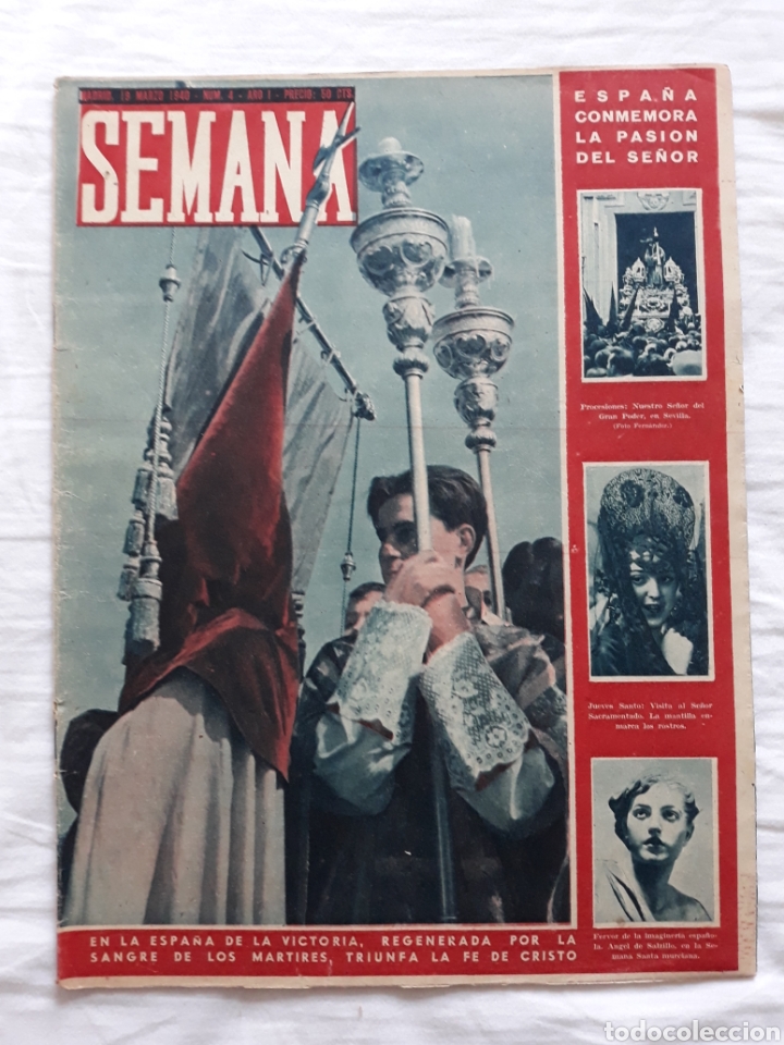 Coleccionismo de Revistas y Peri&oacute;dicos: revista SEMANA n. 4 - 19 Marzo 1940 Semana Santa - II Guerra Mundial