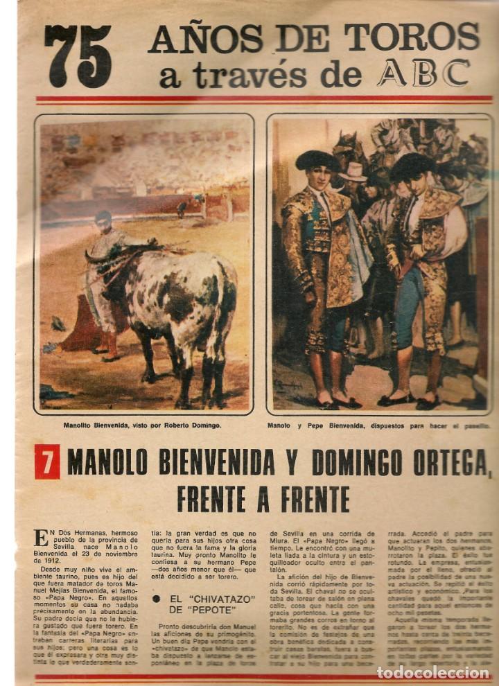Coleccionismo de Revistas y Peri&oacute;dicos: 75 A&Ntilde;OS DE TOROS A TRAV&Eacute;S DE ABC. FASC&Iacute;CULO N&ordm; 7. MANOLO BIENVENIDA Y DOMINGO ORTEGA. (STB15)