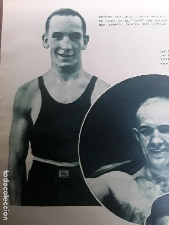 Colecionismo de Revistas e Jornais: IGNACION ARA BOXEADOR QUE PELEARA EN PARIS EN EL PALAIS DES SPORTS CONTRA KID NITRAM HOJA A&Ntilde;O 1933