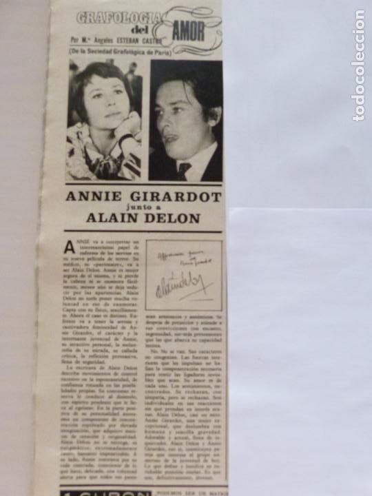 Coleccionismo de Revistas y Peri&oacute;dicos: RECORTE CLIPPING DE ANNIE GIRARDOT Y ALAIN DELON REVISTA SEMANA N&ordm; 1680 PAG. 98 L17