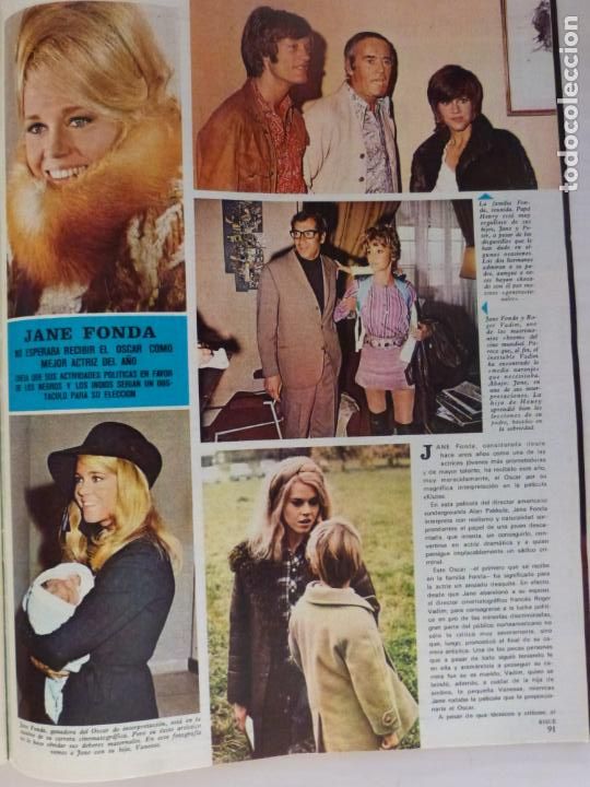 Coleccionismo de Revistas y Peri&oacute;dicos: RECORTE CLIPPING DE JANE FONDA REVISTA SEMANA N&ordm; 1680 PAG. 91 Y 92 L17