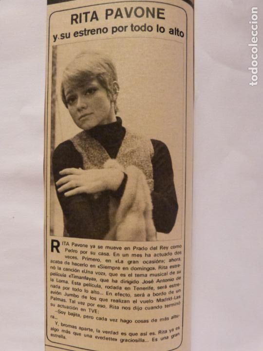 Coleccionismo de Revistas y Peri&oacute;dicos: RECORTE CLIPPING DE RITA PAVONE REVISTA SEMANA N&ordm; 1680 PAG. 24 L17