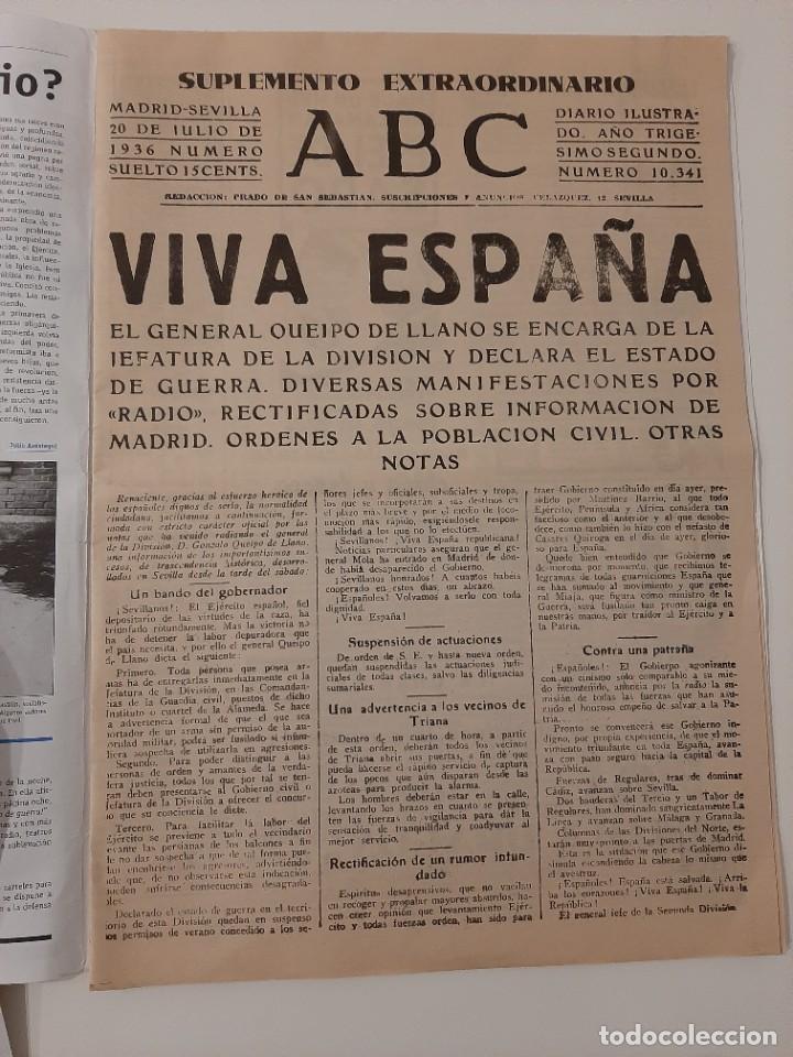 Coleccionismo de Revistas y Peri&oacute;dicos: FACS&Iacute;MIL SUPLEMENTO EXTRAORDINARIO ABC MADRID-SEVILLA 20 JULIO 1936.