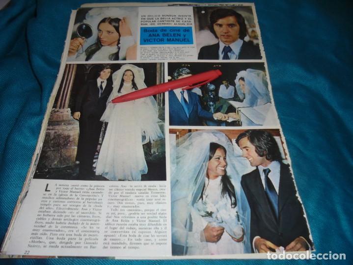 Coleccionismo de Revistas y Peri&oacute;dicos: RECORTE: BODA DE CINE DE ANA BELEN Y VICTOR MANUEL. SEMANA, OCTUBRE 1971(#)