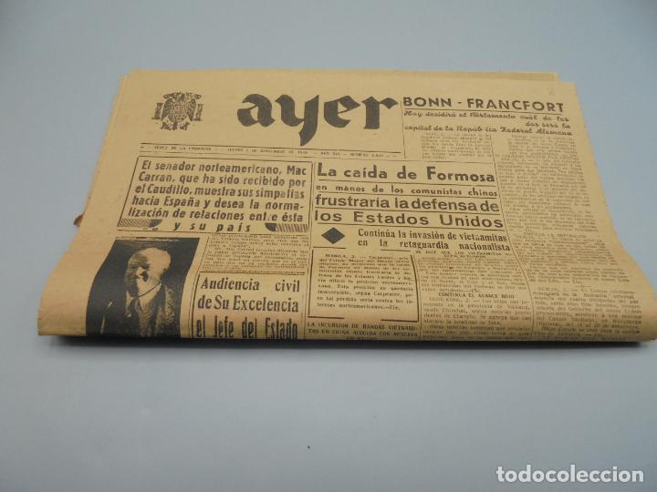 Coleccionismo de revistas y peri&oacute;dicos: PERI&Oacute;DICO AYER. A&Ntilde;O XIV. 3 NOVIEMBRE 1949. N&ordm; 4849. BONN-FRANCFORT, CAIDA DE FORMOSA, MAC CARRAN