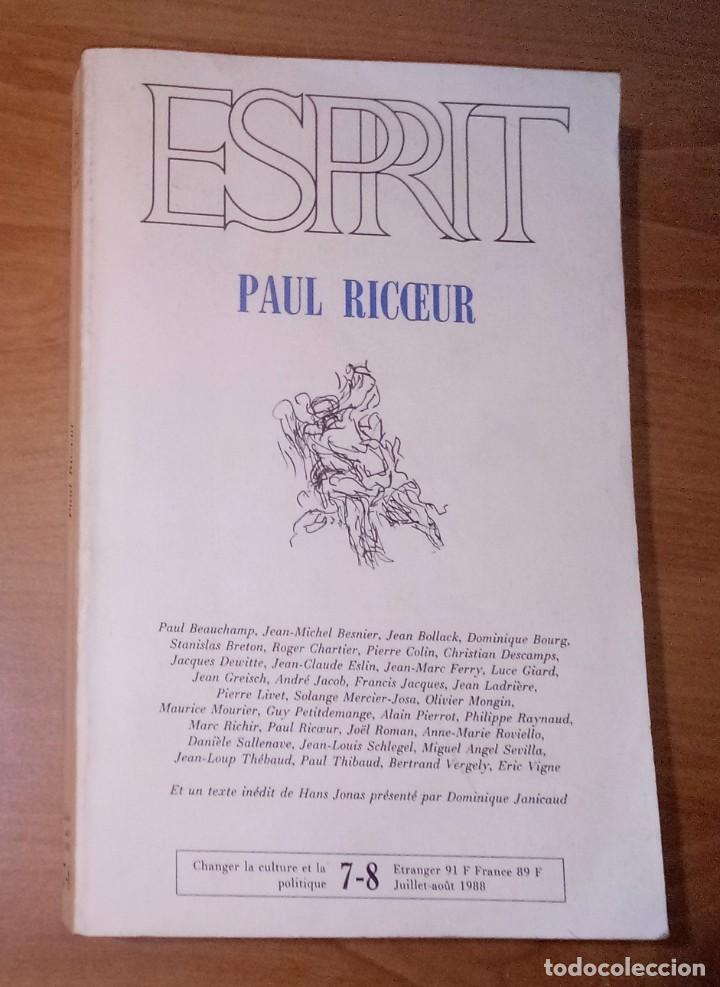 Coleccionismo de Revistas y Peri&oacute;dicos: ESPRIT N&ordm; 7-8, 1988 - MONOGR&Aacute;FICO PAUL RICOEUR