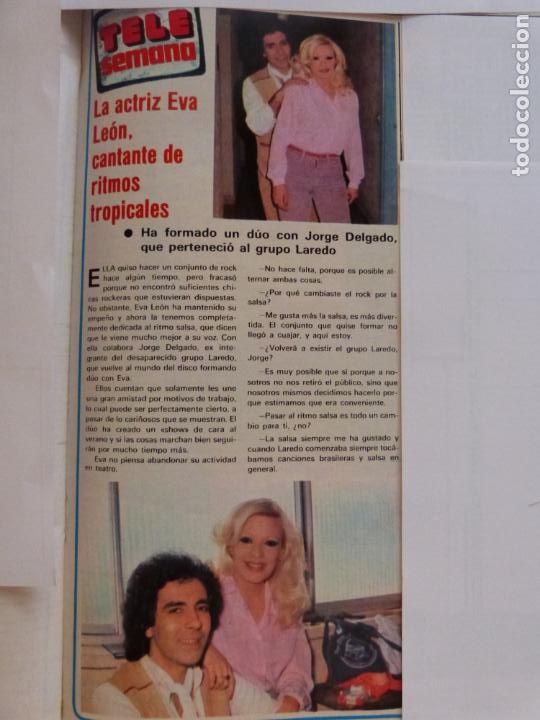 Coleccionismo de Revistas y Peri&oacute;dicos: RECORTE CLIPPING DE EVA LEON JORGE DELGADO REVISTA SEMANA N&ordm; 2156 PAG. 60 L18