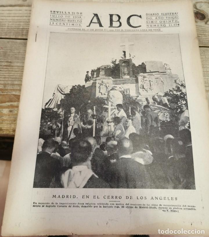 Coleccionismo de Revistas y Peri&oacute;dicos: ABC 21 JULIO 1939, RECONSTRUCCION MONUMENTO CERRO SAGRADOS CORAZONES, 14 PAGINAS