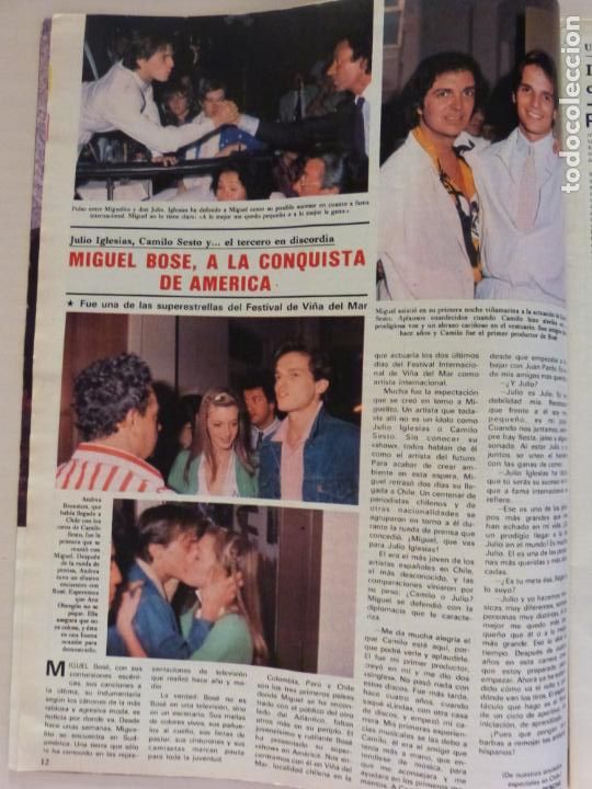Coleccionismo de Revistas y Peri&oacute;dicos: RECORTE CLIPPING DE MIGUEL BOS&Eacute; REVISTA SEMANA N&ordm; 2142 PAG. 12 L18