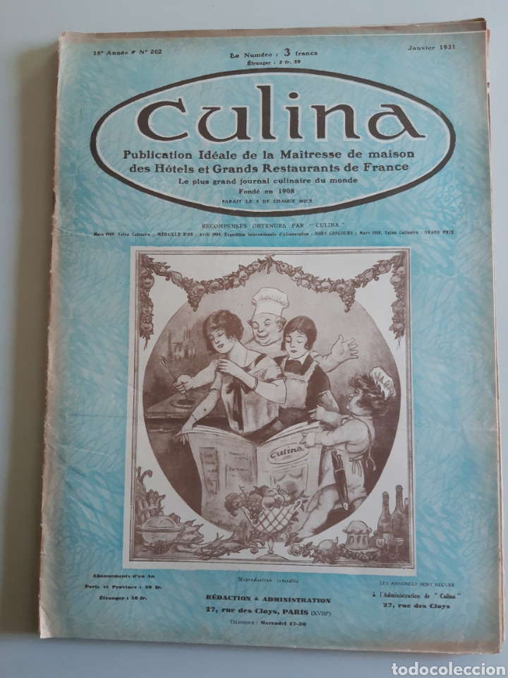 Collectionnisme de Revues et Journaux: CULINA Lote de 6 revistas francesas de cocina del a&ntilde;o 1931 de enero a junio