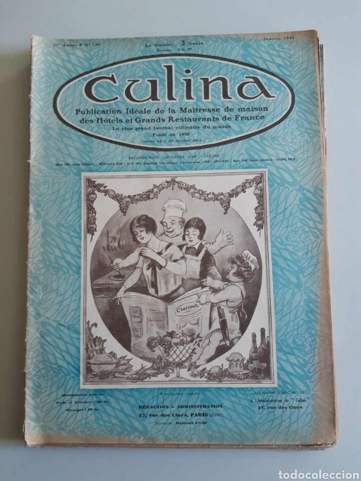 Collectionnisme de Revues et Journaux: CULINA Lote de 12 revista francesas de cocina del a&ntilde;o 1930 completo de enero a diciembre