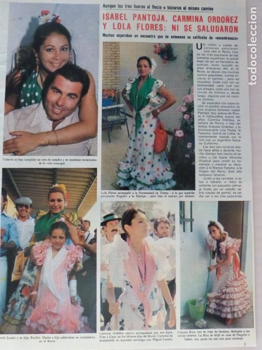 Coleccionismo de Revistas y Peri&oacute;dicos: RECORTE CLIPPING DE ISABEL PANTOJA CARMINA ORDO&Ntilde;EZ Y LOLA REVISTA SEMANA N&ordm; 2259 PAG. 3 AL 5 L19