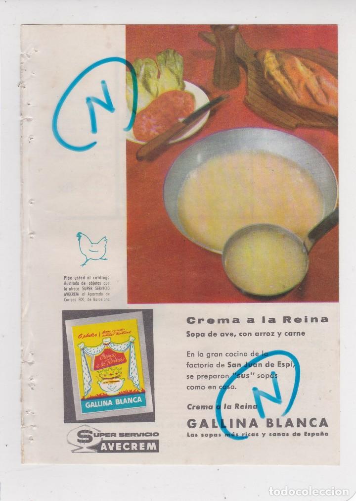 Coleccionismo de Revistas y Peri&oacute;dicos: PUBLICIDAD T 1960. ANUNCIO CREMA A LA REINA. GALLINA BLANCA. AVECREM + AIRON-FIX. AISCONDEL (REVERSO