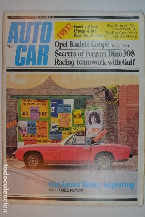 Coleccionismo de revistas y peri&oacute;dicos: 1974 REVISTA AUTOCAR OPEL KADETT COUP&Eacute; ROAD TEST FERRARI DINO 308
