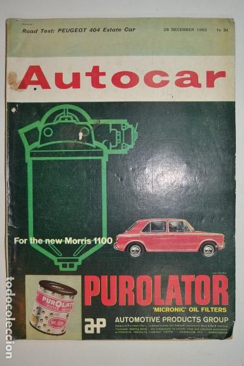 Coleccionismo de Revistas y Peri&oacute;dicos: 1962 REVISTA AUTOCAR PEUGEOT 404 ESTATE CAR ROAD TEST MORRIS 1100