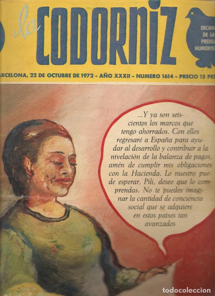 Coleccionismo de Revistas y Peri&oacute;dicos: LA CODORNIZ. N&ordm; 1614. 22 OCTUBRE 1972. (B/A48).