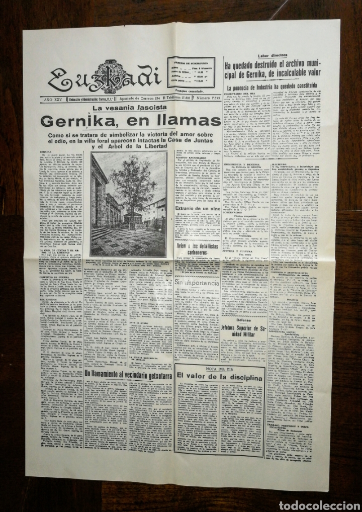 Sammeln von Zeitschriften und Zeitungen: EUSKADI-BILBAO 1937. - GERNIKA EN LLAMAS - FACSIMIL. EL ENVIO ESTA INCLUIDO.