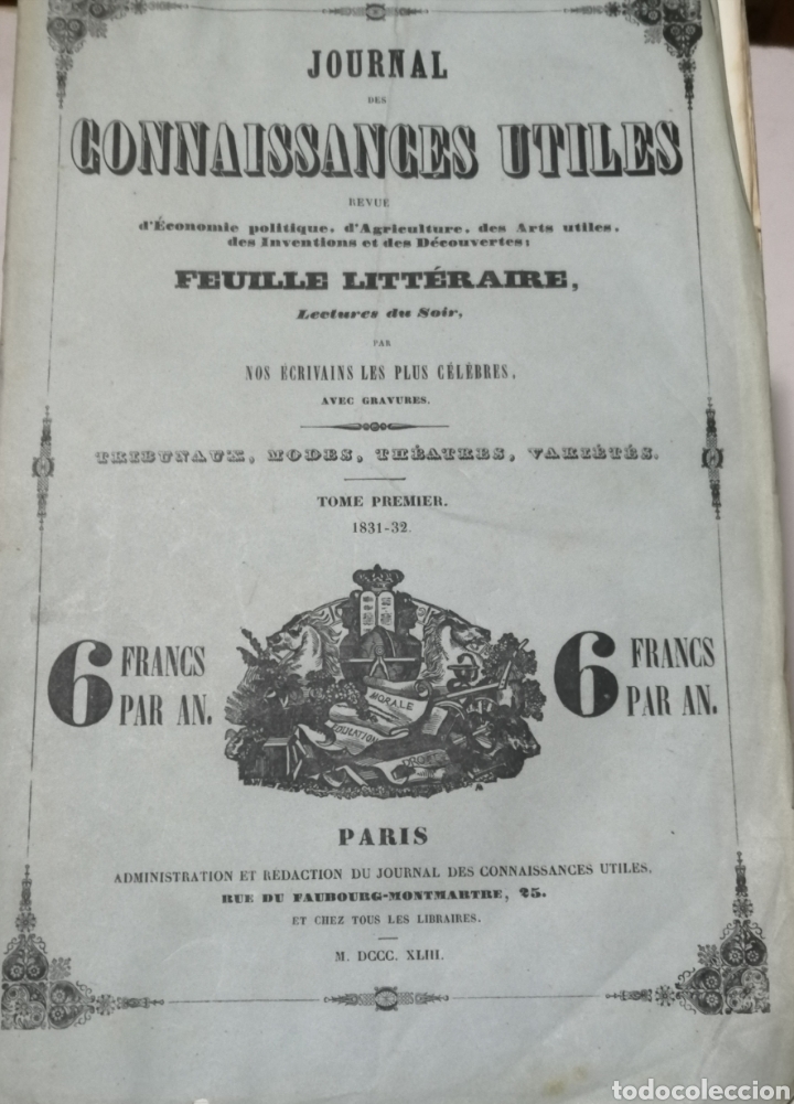 Collection Magazines and Newspapers: Journal des Connaissances Utiles.&Eacute;conomie Politique Agriculture. Arts utiles.Inventions.1832-1844 12