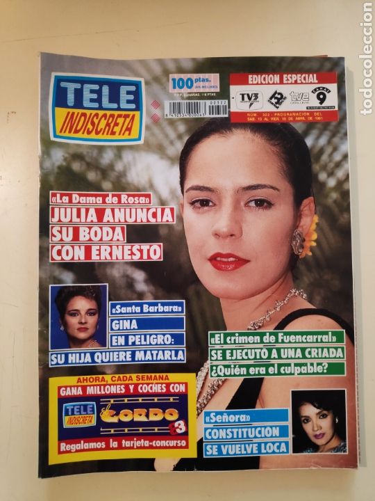 Coleccionismo de Revistas y Peri&oacute;dicos: NT TELE INDISCRETA N&deg; 322 1991 LA DAMA DE ROSA FALCON CREST MAMA CHICHO SANTA BARBARA
