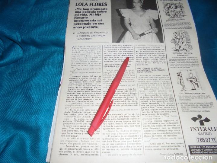 Coleccionismo de revistas y peri&oacute;dicos: RECORTE: LOLA FLORES, PELICULA SOBRE SU VIDA. SEMANA, SPTBRE 1987(#)