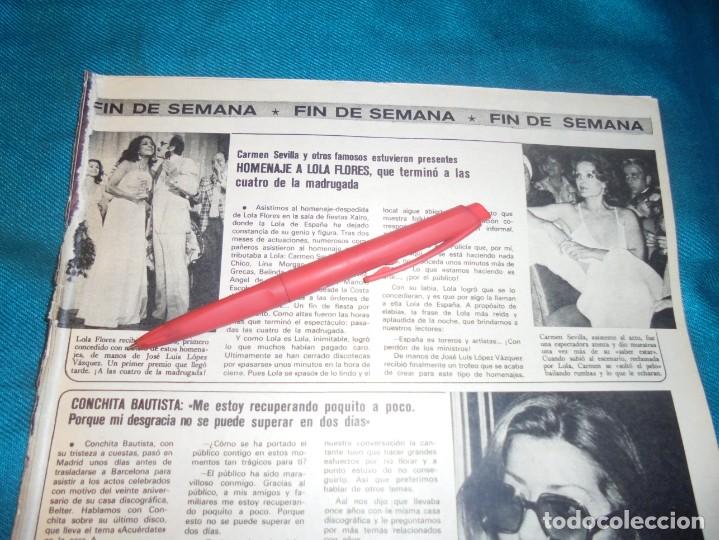 Coleccionismo de revistas y peri&oacute;dicos: RECORTE : HOMENAJE A LOLA FLORES. SEMANA, JUNIO 1976 (#)