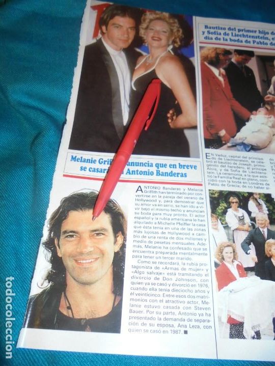 Collezionismo di Riviste e Giornali: RECORTE : ANTONIO BANDERAS, ANUNCIA SU BODA CON MELANIE GRIFFITH. SEMANA, JULIO 1995 (#)
