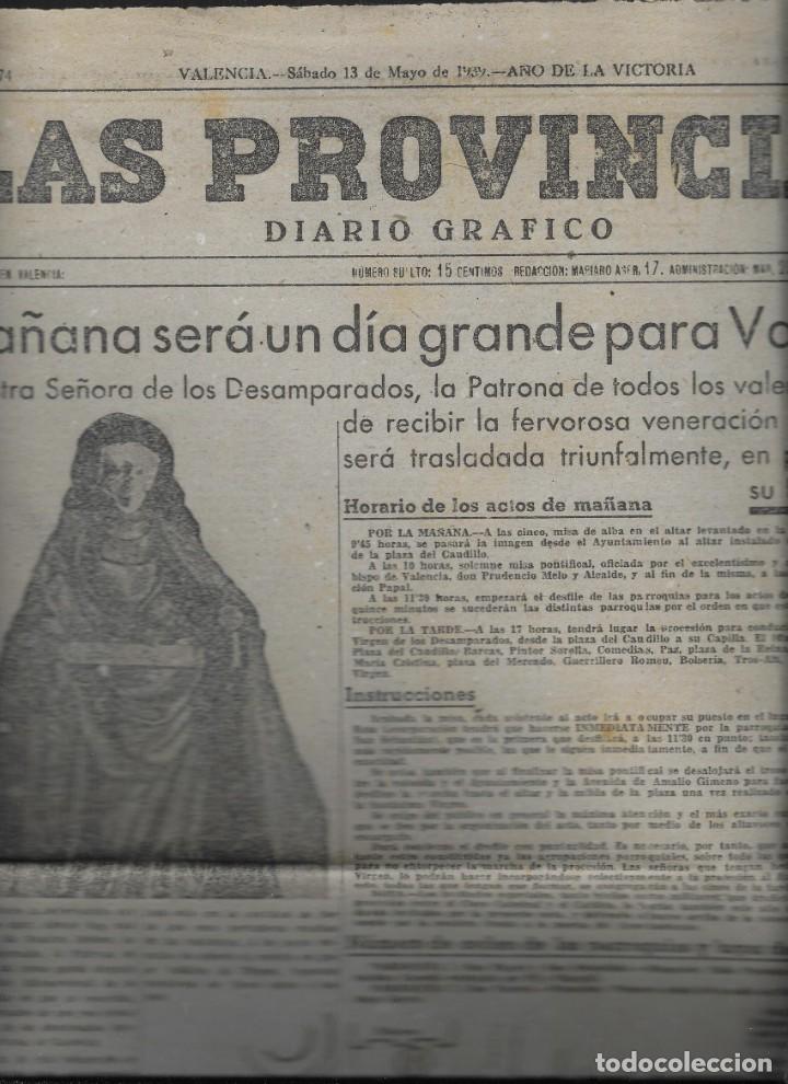 Coleccionismo de revistas y peri&oacute;dicos: PERIODICO LAS PROVINCIAS DE 1939, N&ordm; 30.479