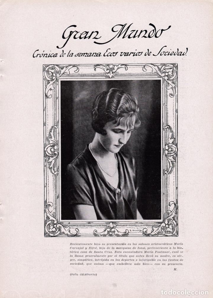 Coleccionismo de revistas y peri&oacute;dicos: Mar&iacute;a Carvajal y Xifr&eacute;, hija de la marquesa de Isasi, Mar&iacute;a Fontanar - 1926