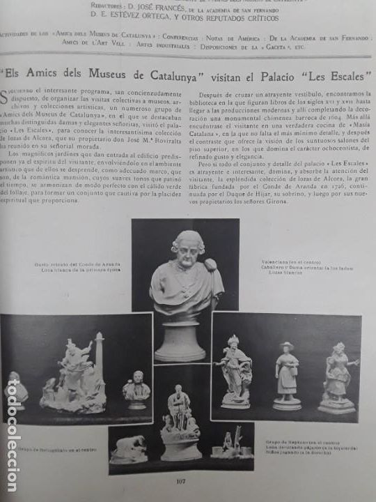 Colecionismo de Revistas e Jornais: ELS AMICS MUSEUS DE CATALUNYA VISITAN EL PALACIO -LES ESCALES - PROPIEDAD SR:ROVIRALTA 3 HOJAS 1934