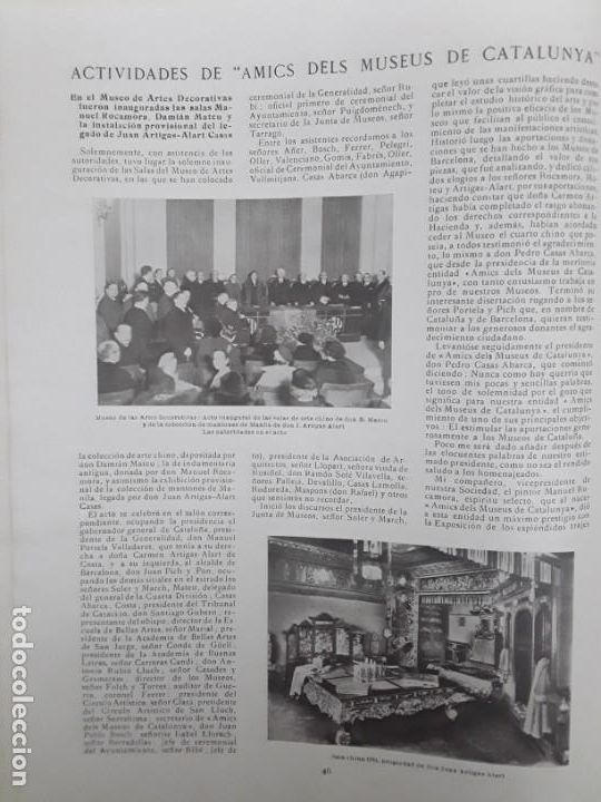 Collezionismo di Riviste e Giornali: ACTIVIDADES DELS AMICS DELS MUSEUS DE CATALU&Ntilde;A COLECCION MANSANA JUAN ARTIGAS ALART REVISTA 1935