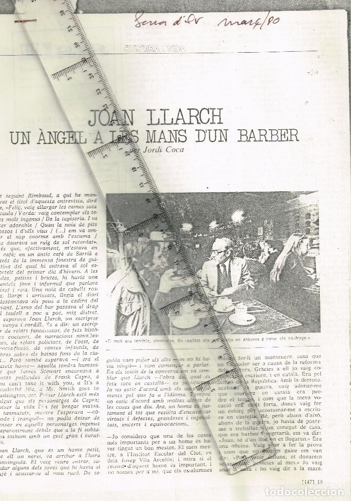 Collezionismo di Riviste e Giornali: 1980 SERRA D&acute;OR fotocopia Joan Llarch &rdquo;Un &Agrave;ngel a les Mans d&acute;un Barber&rdquo; per Jordi Coca