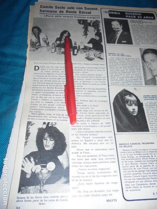Coleccionismo de Revistas y Peri&oacute;dicos: RECORTE : CAMILO SESTO, SALE CON LA HERMANA DE ROCIO DURCAL. SEMANA, OCTBRE 1979 (#)