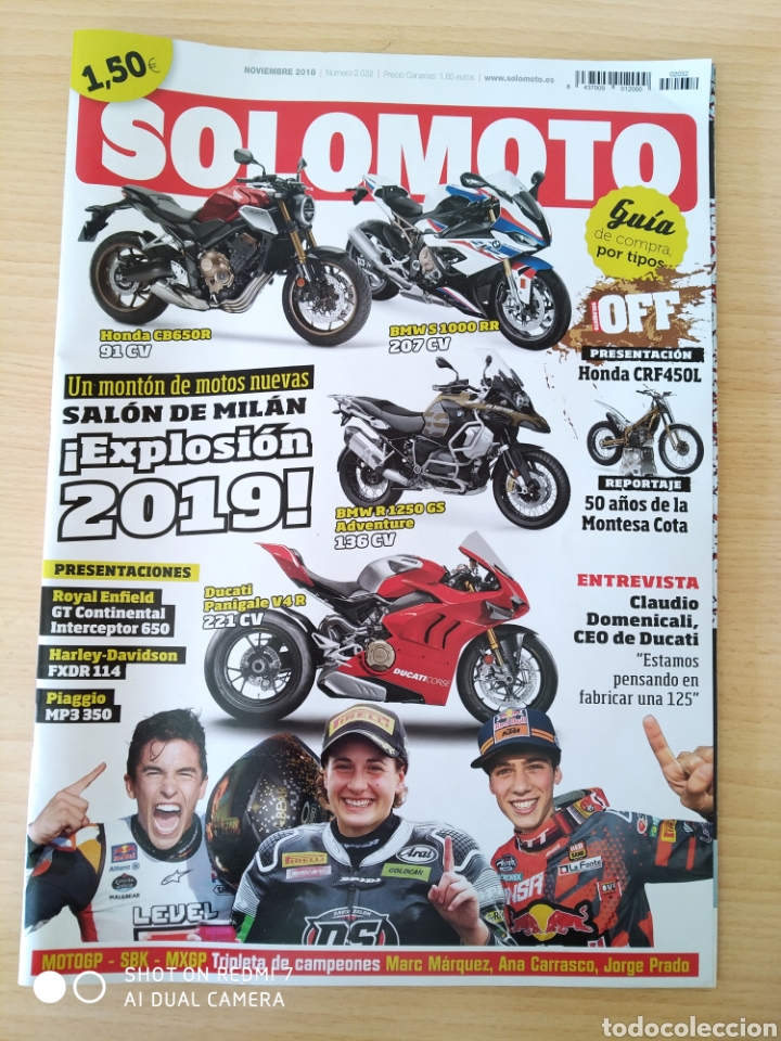 Coleccionismo de Revistas y Peri&oacute;dicos: Revista Solo Moto n 2032. Noviembre 2018. Nuevo