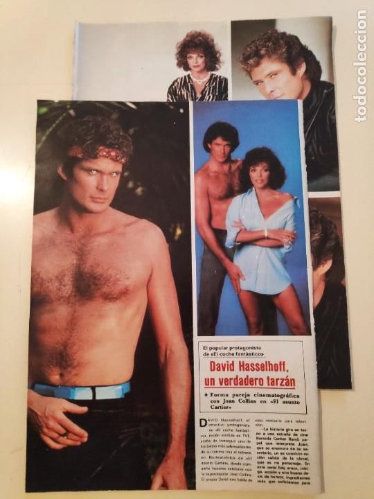 Coleccionismo de Revistas y Peri&oacute;dicos: NTC RECORTE SEMANA DAVID HASSELHOFF EL COCHE FANTASTICO JOAN COLLINS 2 HOJAS 2 PAGINAS 5 FOTOS COLOR