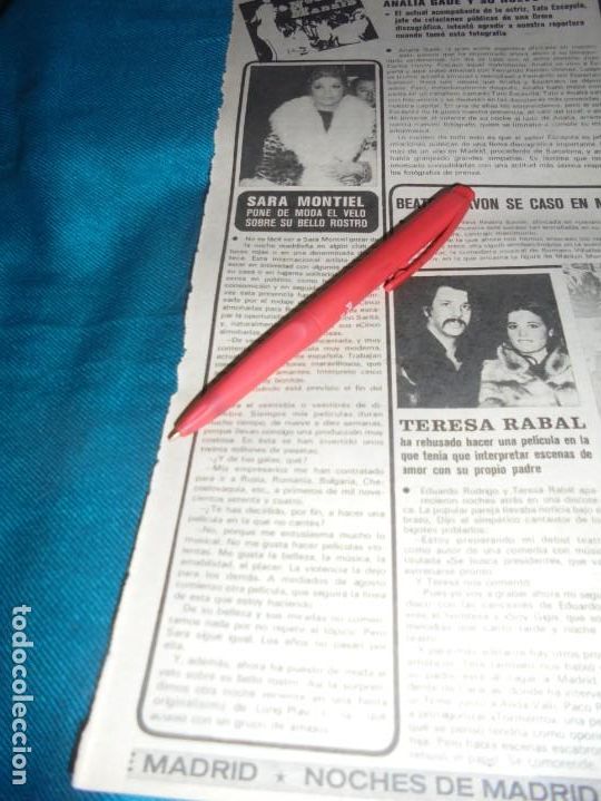 Coleccionismo de revistas y peri&oacute;dicos: RECORTE : SARA MONTIEL PONE DE MODA EL VELO SOBRE EL ROSTRO. SEMANA, DCMBRE 1973 (#)
