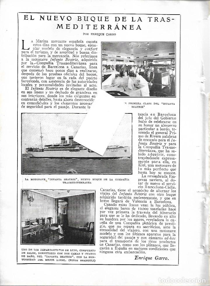 Coleccionismo de revistas y peri&oacute;dicos: BYN MARZO 1928. NUEVO BUQUE TRANSMEDITERRANEA INFANTA BEATRIZ SERVICIO BARCELONA CANARIAS