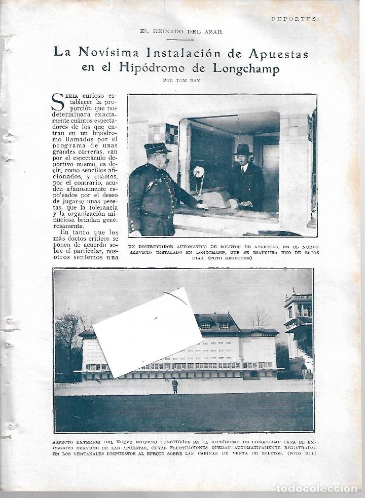 Coleccionismo de revistas y peri&oacute;dicos: BYN MARZO 1928.NOVISIMA INSTALACION DE APUESTAS HIPODROMO DE LONGCHAMP PARIS