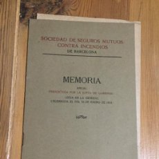 Coleccionismo de Revistas y Periódicos: ANTIGUA REVISTA SOCIEDAD DE SEGUROS MUTUOS CONTRA INCENDIOS DE BARCELONA MEMORIA AÑO 1919