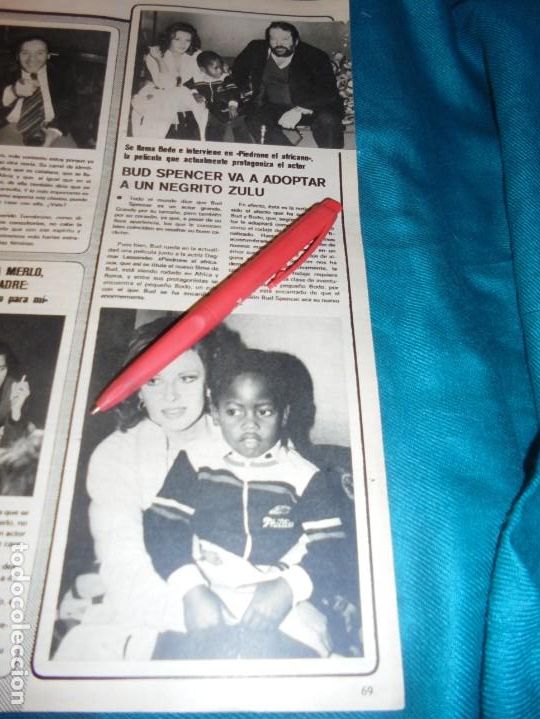 Coleccionismo de Revistas y Peri&oacute;dicos: RECORTE : BUD SPENCER VA A ADOPTAR A UN NI&Ntilde;O ZULU. SEMANA, MARZO 1978 (#)
