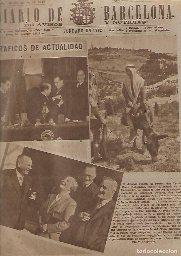 Coleccionismo de revistas y peri&oacute;dicos: 1948 DIARIO DE BARCELONA MEDALLA JOSE PARDO ANTONIO SANCHEZ GOMEZ TERMOS CLAVELL TERUEL PLAN MARSHAL