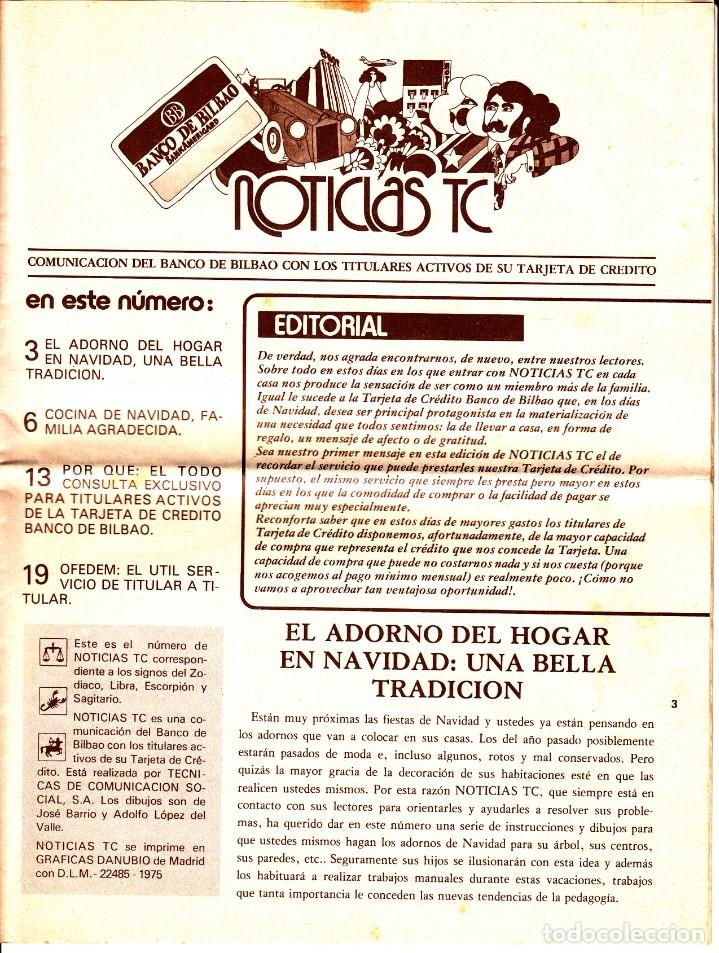 Coleccionismo de Revistas y Peri&oacute;dicos: NOTICIAS TC ( TARJETA CREDITO ) DEL BANCO DE BILBAO - 1975