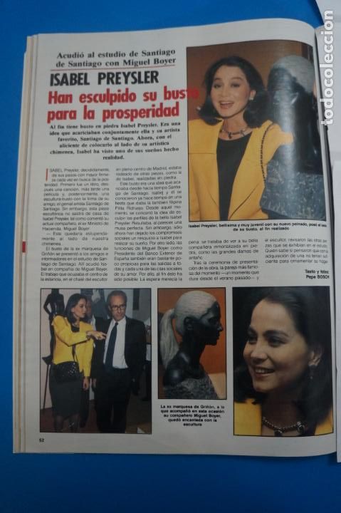 Coleccionismo de Revistas y Peri&oacute;dicos: RECORTE CLIPPING DE ISABEL PREYSLER REVISTA LA REVISTA N&ordm; 85 PAG. 52 L2