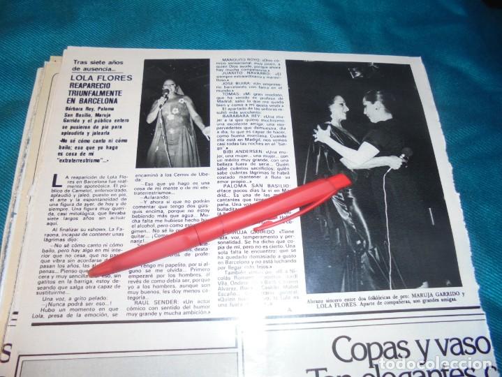 Coleccionismo de revistas y peri&oacute;dicos: RECORTE : LOLA FLORES REAPARECE EN BARCELONA. SEMANA, NVBRE 1978 (#)