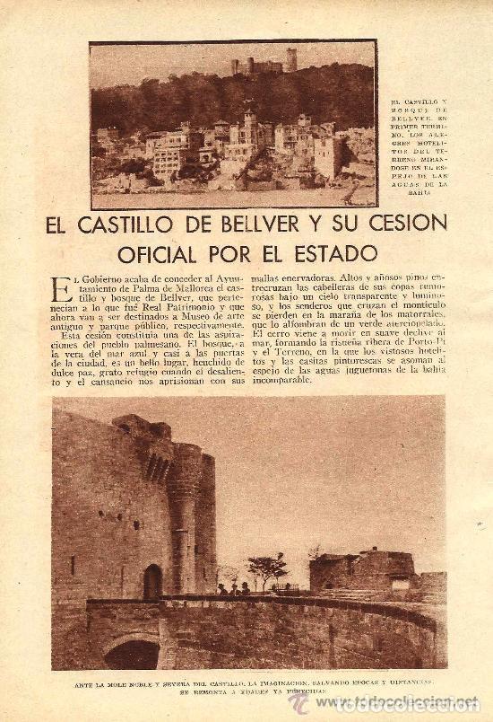 Coleccionismo de revistas y peri&oacute;dicos: El castillo de Bellver y su cesi&oacute;n oficial Por el Estado / por F. Ferrari Billoch- 1931
