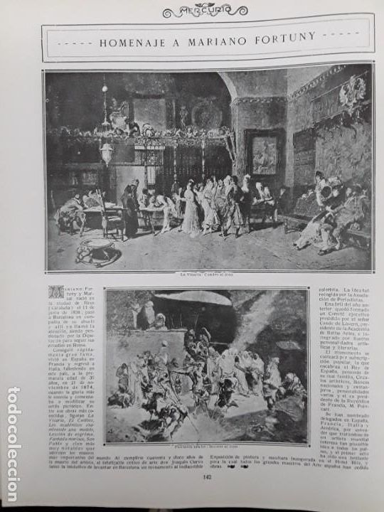 Sammeln von Zeitschriften und Zeitungen: HOMENAJE A MARIANO FORTUNY REUS MONUMENTO HOJA A&Ntilde;O 1920