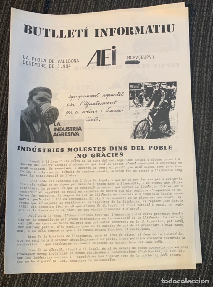 Sammeln von Zeitschriften und Zeitungen: Bolet&iacute;n de 1984 butlleti informatiu la pobla de vallbona mcpv eupv comunista