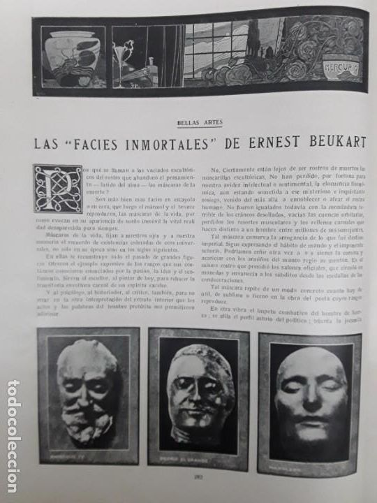 Collezionismo di Riviste e Giornali: LAS FACIES INMORTALES DE ERNEST BEUKART BELLAS ARTES MASCARAS FUNEBRES REVISTA A&Ntilde;O 1932